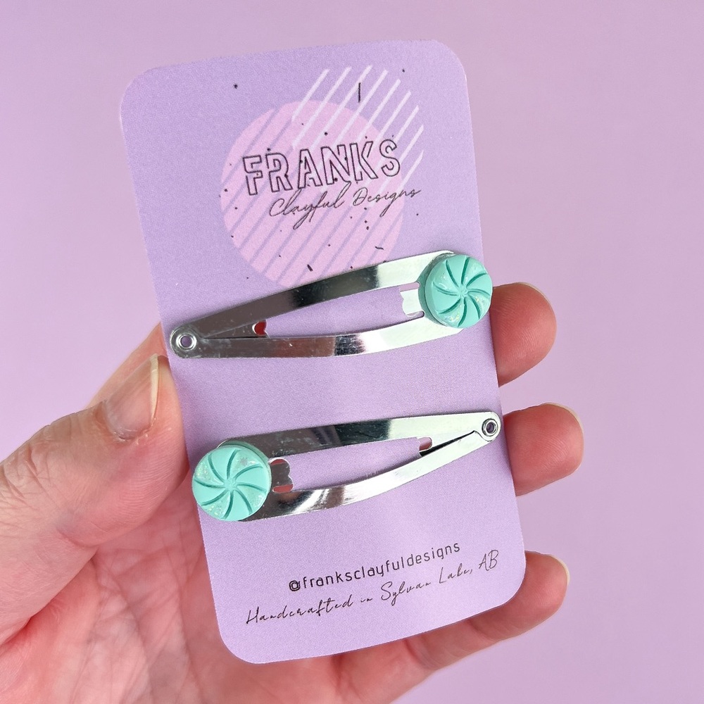 Sparkly Festive Candy Handmade Polymer Clay Hair Clips